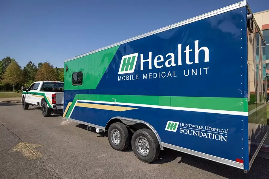 Huntsville Hospital's new Mobile Medical Unit truck and trailer