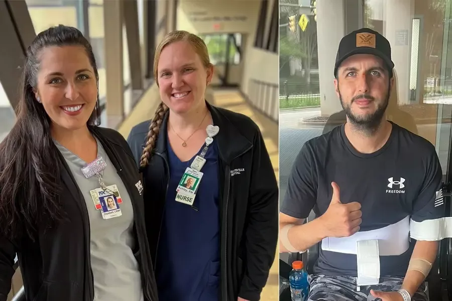 TOC pediatric nurse practitioner Elizabeth Schwarze and Mother Baby RN Ashley Noles (pictured), along with Congressman Dale Strong, used their CPR training to revive 31-year-old Kyle Browne (pictured right)