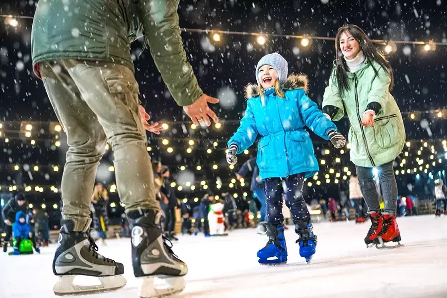 Family ice skating